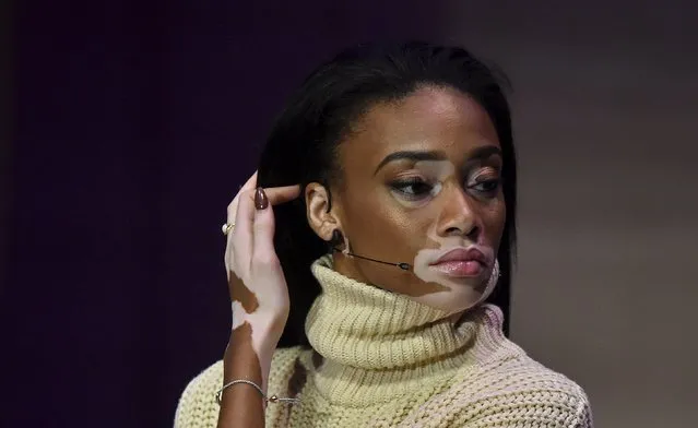 U.S. model Chantelle Winnie speaks at the Women in the World summit in London, Britain, October 9, 2015. (Photo by Toby Melville/Reuters)