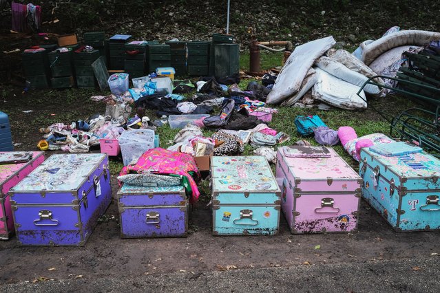 Campists' belongings lie on the ground following flooding at Camp Mystic, on July 7, 2025. (Photo by Marco Bello/Reuters)