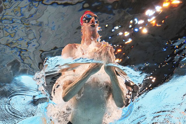 Max Litchfield of Great Britain competes in the men's 400-meter individual medley heats at the World Aquatics Championships in Singapore, August 3, 2025. (Photo by Lee Jin-man/AP Photo)