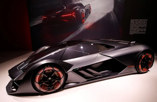 Lamborghini Terzo Millennio concept car is presented during the press day at the 88th Geneva International Motor Show in Geneva, Switzerland on Tuesday, March 6, 2018. (Photo by Denis Balibouse/Reuters)