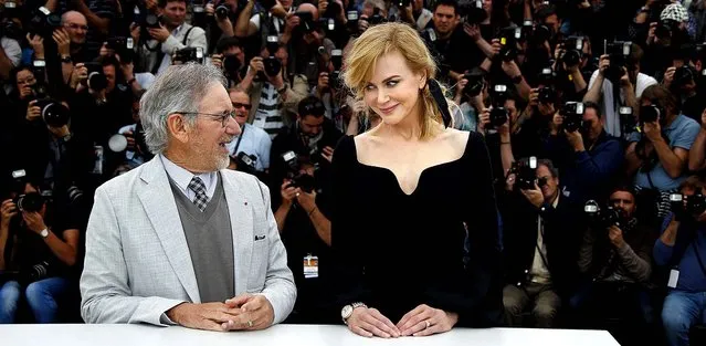 Jury president Steven Spielberg, left, and Nicole Kidman pose for photographers during a photo call for the jury at the 66th international film festival, in Cannes, southern France, Wednesday, May 15, 2013. (Photo by Francois Mori/AP Photo)