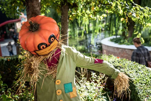 A Halloween decoration is pictured in Tivoli Gardens in Copenhagen, Denmark on October 10, 2020. (Photo by Emil Helms/Ritzau Scanpix via Reuters)