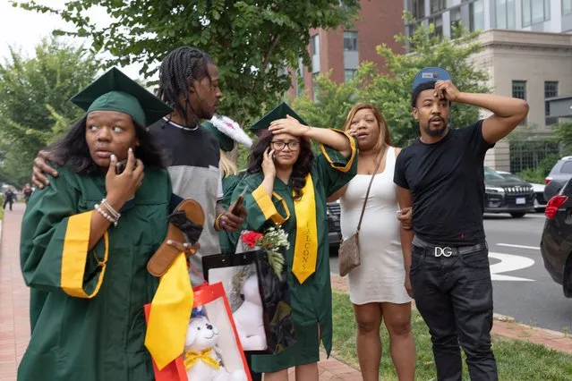 Several people were injured in a shooting outside of the Altria Theatre after the Huguenot High School graduation ceremony in Richmond, Va., June 6, 2023. (Parker Michels-Boyce for The Washington Post)