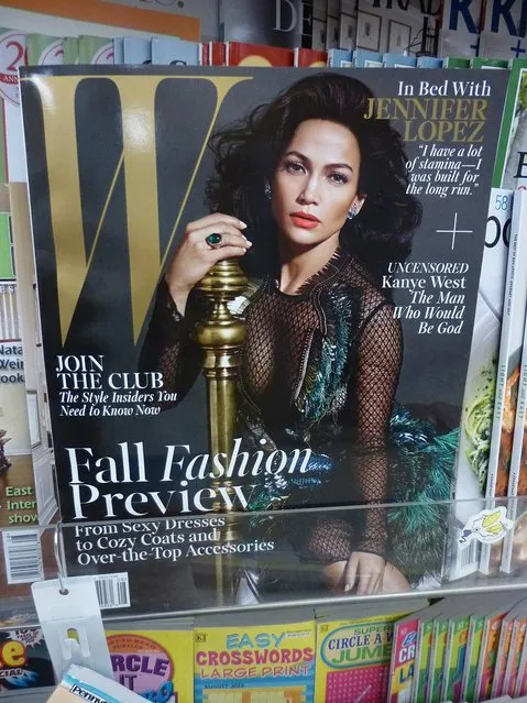 Jennifer Lopez wears fishnet on the cover of W Magazine August 2013, on July 25, 2013. (Photo by Hungeree)