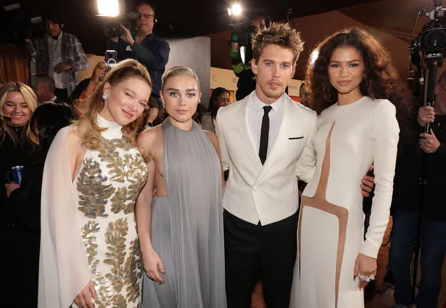 (L-R) Actors Léa Seydoux, Florence Pugh, Austin Butler and Zendaya and seen at the New York Premiere of Warner Bros. “Dune: Part Two” at Josie Robertson Plaza at Lincoln Center on February 25, 2024 in New York City. (Photo by Eric Charbonneau/Getty Images for Warner Bros.)