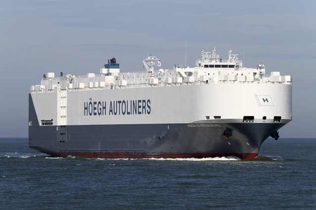 In this undated handout picture made available by hoegh.com via NTB Scanpix on Thursday, March 20, 2014, of autoliner “Hoegh St. Petersburg” which is expected to reach an area south west of Australia where possible debris of missing airliner MH370 has been spotted. The ship is expected to arrive in the area in the course of Thursday March 20, 2014. (Photo by AP Photo/Hoegh.com/NTB Scanpix)