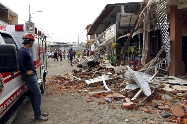 Debris is pictured after an earthquake struck off Ecuador's Pacific coast, at Tarqui neighborhood in Manta April 17, 2016. (Photo by Guillermo Granja/Reuters)