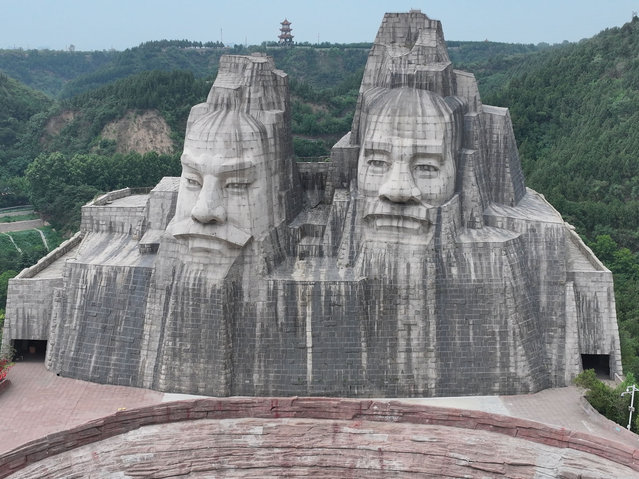 A giant statue of Emperor Yan and Emperor Huang in Zhengzhou, Henan province, China, June 16, 2024. (Photo credit should read CFOTO/Future Publishing via Getty Images)