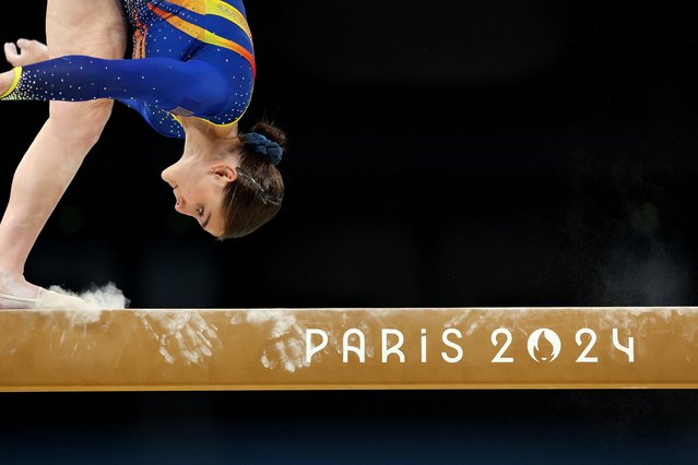 Lilia Cosman of Romania during training at Bercy Arena in Paris, France on July 25, 2024. (Photo by Hannah Mckay/Reuters)