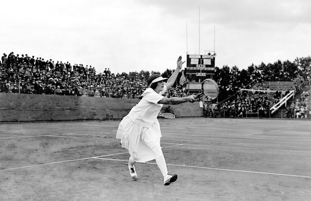 Helen Wills of the USA in play during the doubles match between Wills and Hazel Wightman and British duo Phyllis Covell and Kathleen McKane. Wills and Wightman won the gold, 1924. (Photo by PA Images via Reuters Connect)