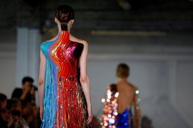 Models present creations by designer Kevin Germanier as part of his Spring/Summer 2025 Women's ready-to-wear collection show for his label Germanier at Paris Fashion Week in Paris, France, on September 24, 2024. (Photo by Sarah Meyssonnier/Reuters)