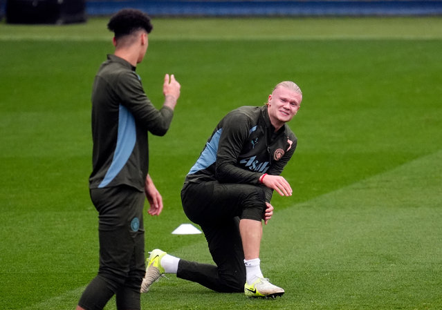 Manchester City's Erling Haaland during a a training session at the City Football Academy, Manchester on Monday, November 4, 2024. (Photo by Nick Potts/PA Images via Getty Images)