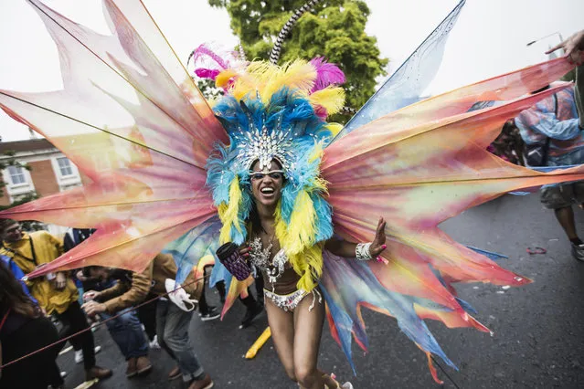 A performer in costume at the Notting Hill Carnival on August 31, 2015 in London, England. (Photo by Daniel C. Sims/Getty Images)