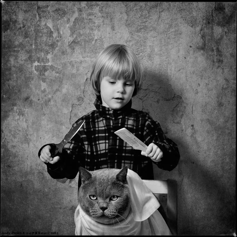 Little Girl and Tomcat By  Andy Prokh