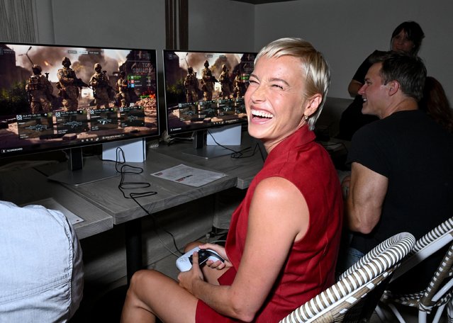 Actress Brie Larson at EA's “Battlefield 6” Reveal Celebration held at the Sunset Room on July 31, 2025 in Los Angeles, California. (Photo by Gilbert Flores/Variety via Getty Images)