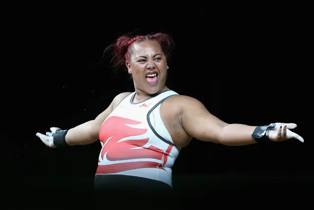 Emily Campbell of England competes in the Women's 90kg Final during Weightlifting on day five of the Gold Coast 2018 Commonwealth Games at Carrara Sports and Leisure Centre on April 9, 2018 on the Gold Coast, Australia. (Photo by Alex Pantling/Getty Images)