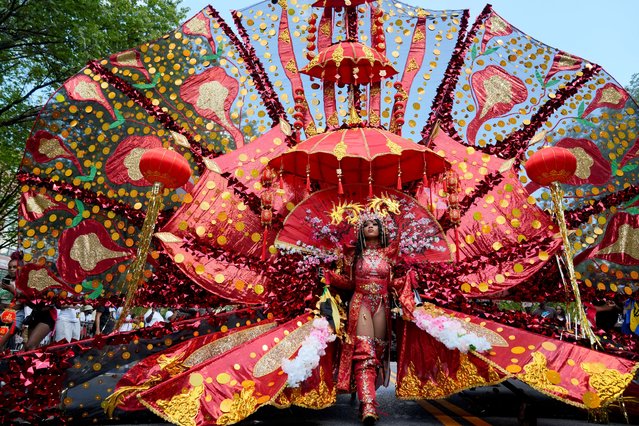 A woman in a costume participates in the annual West Indian American Day parade in the Brooklyn borough of New York City, U.S., September 2, 2024. (Photo by Cheney Orr/Reuters)