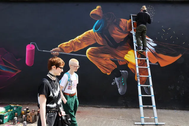 The fifth Yardworks festival of urban art in the West End of Glasgow, United Kingdom on May 7, 2023 featured more than 100 graffiti artists from Scotland and around the world. (Photo by Murdo MacLeod/The Guardian)