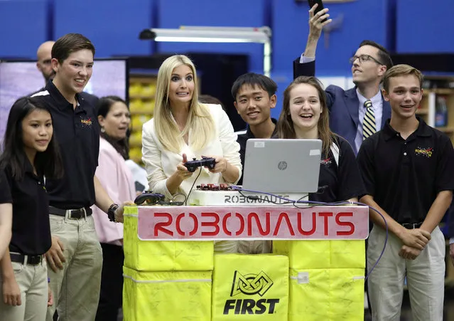 White House Senior Advisor Ivanka Trump meets with local high school students involved in robotics competitions during a tour of the Johnson Space Center in Houston, Texas, U.S. September 20, 2018. (Photo by Loren Elliott/Reuters)