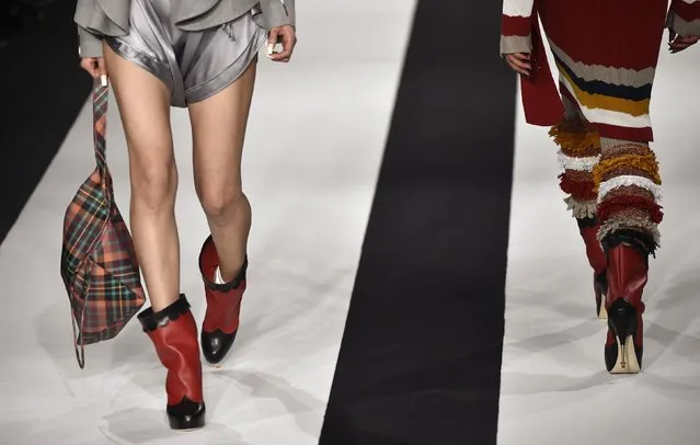 Models display creations during the Vivienne Westwood Red Label Autumn/Winter 2015 collection show at London Fashion Week in London February 22, 2015. (Photo by Toby Melville/Reuters)