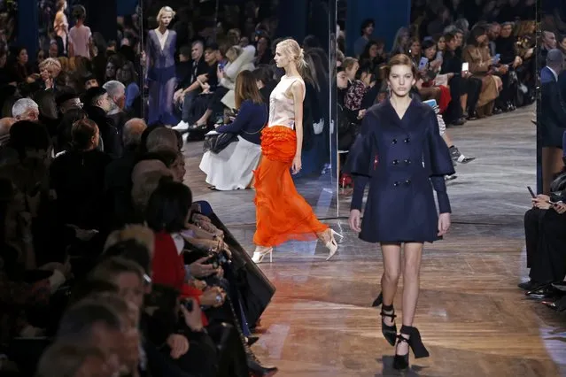 A model presents a creation by Swiss designers Serge Ruffieux and Lucie Meier as part of their Haute Couture Spring/Summer 2016 fashion show for Dior in Paris, France, January 25, 2016. (Photo by Benoit Tessier/Reuters)