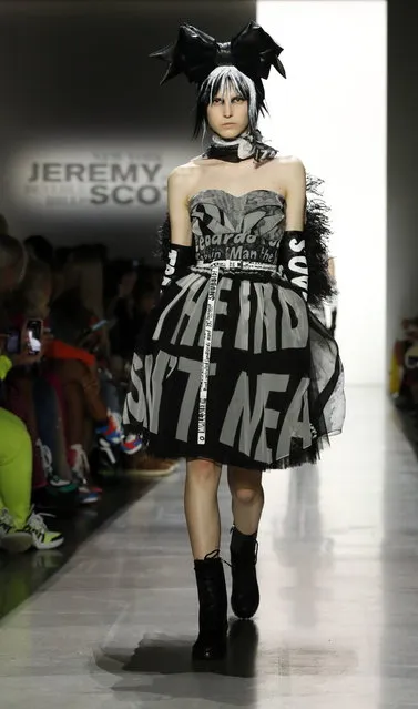 A model walks down the runway to present a creation by Jeremy Scott during New York Fashion Week in New York, New York, USA, 08 February 2019. (Photo by Jason Szenes/EPA/EFE)