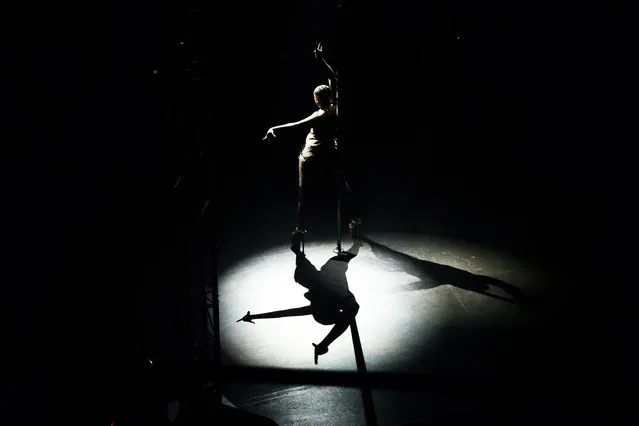 A Blackstage pole dancer performs on stage at Clapham Grand on April 6, 2024 in London, England. Show organisers Blackstage are committed to making the industry and art of pole dancing more inclusive and shed light on marginalised pole dancers who commonly experience erasure, exclusion and other forms of discrimination. (Photo by Alishia Abodunde/Getty Images)
