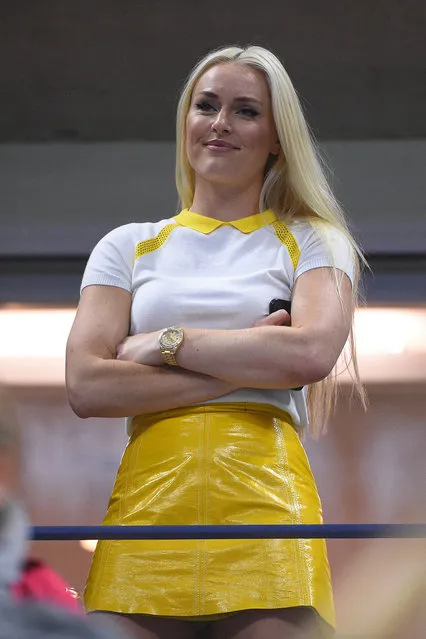 Former skier champion Lindsey Vonn watches a game at the 2019 US Open at Billie Jean National Tennis Center in New York City, NY, USA, on September, 6, 2019. (Photo by  AbacaPress/Splash News and Pictures)