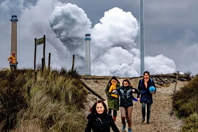 The blast furnaces of Tata Steel seen from the beach, in Wijk aan Zee, The Netherlands on January 23, 2022. RIVM is carrying out an investigation into the origin of the dust precipitation in the air in the IJmond region, the area where the Tata Steel factories are located. (Photo by Robin Utrecht/Rex Features/Shutterstock)