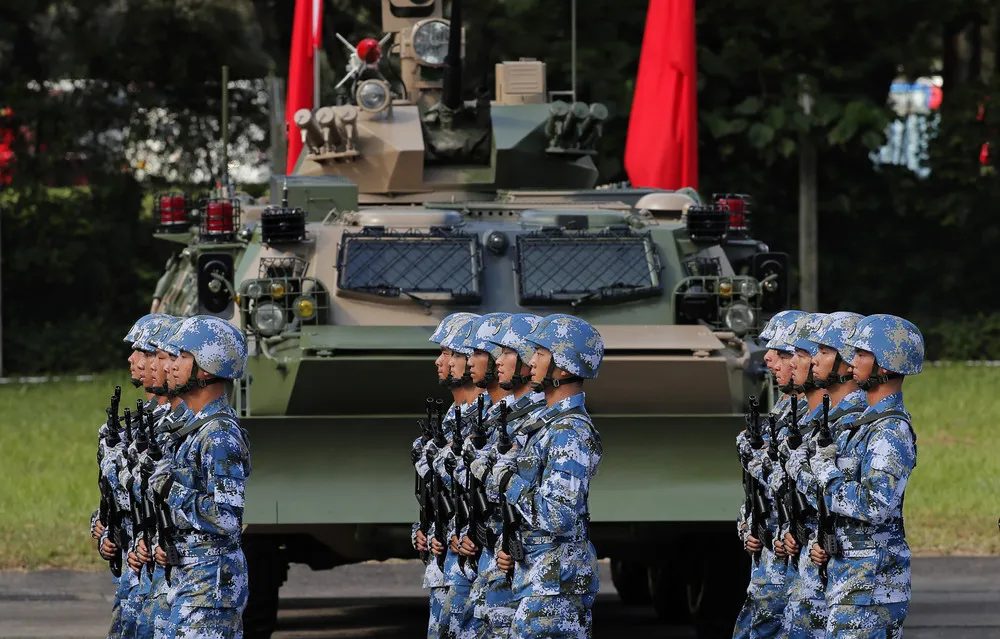 China's Xi Jinping greets Hong Kong Troops
