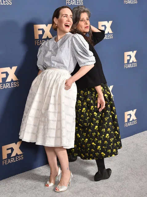(L-R) Sarah Paulson and Tracey Ullman attend the FX Networks' Star Walk Winter Press Tour 2020 at The Langham Huntington, Pasadena on January 09, 2020 in Pasadena, California. (Photo by Gregg DeGuire/WireImage)