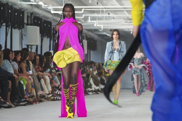 Fashion from the Prabal Gurung Spring Summer 2023 collection is modeled during Fashion Week, Saturday September 10, 2022 in New York. (Photo by Bebeto Matthews/AP Photo)