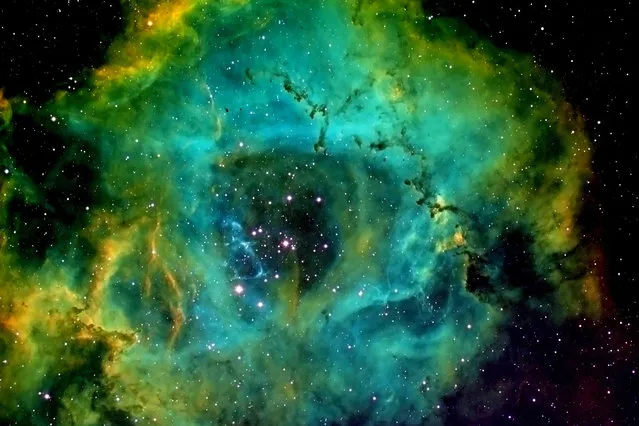Rosette Nebula. These amazing pictures of nebula thousands of light years from Earth have been captured by an amateur astronomer Dr. Dennis Roscoe snapped the beautiful celestial formations from his own personal observatory. His telescope looks into deep space at the nebula, which show both the birth and death of stars, like our very own Sun. (Photo by Dennis Roscoe/Caters News)