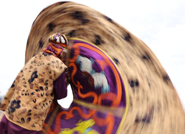A masquerade performs at the Liberty Stadium during the World Egungun (masquerade) Festival in Ibadan, Nigeria's third largest city by population in Oyo State, Nigeria, on May 15, 2025. (Photo by Sodiq Adelakun/Reuters)