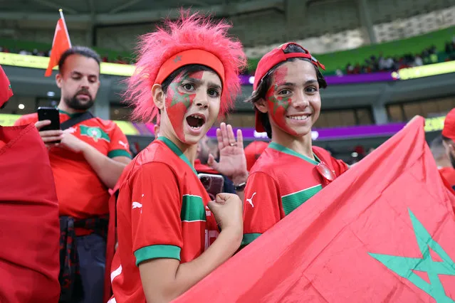 Morocco supporters celebrate after Morocco's 1-0 victory over Portugal in a World Cup quarterfinal football match at Al Thumama Stadium in Doha, Qatar, on December 10, 2022. (Photo by Showkat Shafi/Al Jazeera)