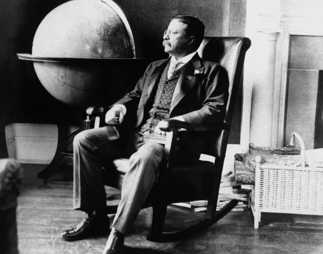 President Theodore Roosevelt pictured in his office at the White House on December 8, 1908 in Washington. (Photo by AP Photo)