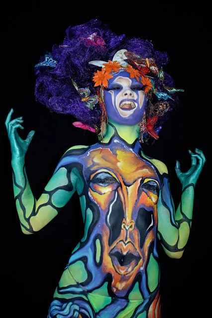 A model, painted by bodypainting artist Irene Sanches Galdon from Spain, poses for a picture at the 21st World Bodypainting Festival 2018 on July 14, 2018 in Klagenfurt, Austria. (Photo by Didier Messens/Getty Images)