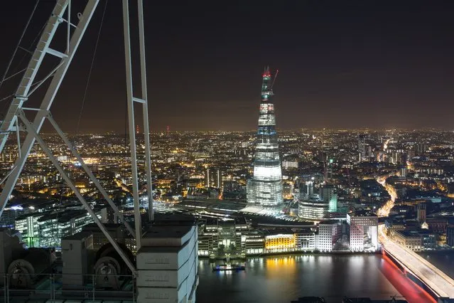 The Shard seen from the Walkie-Talkie, City of London. The counterweight of the Walkie-Talkie crane provided a spectacular view of the Shard. (Photo by Bradley L. Garrett)