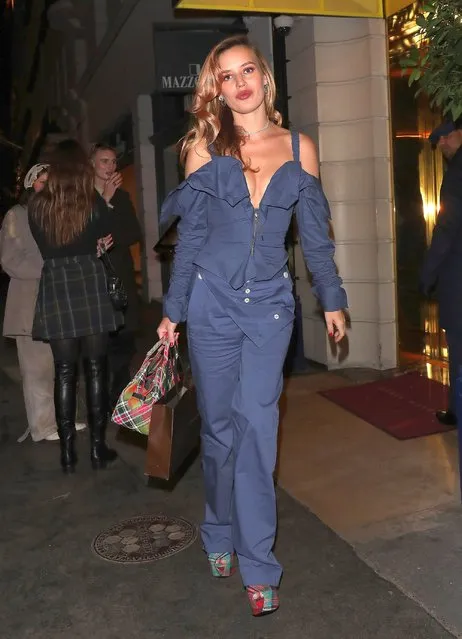 English fashion model Georgia May Jagger leaves Isabel Mayfair after hosting a dinner for Hourglass Cosmetics and Space NK in London, United Kingdom on November 4, 2021. (Photo by The Mega Agency)