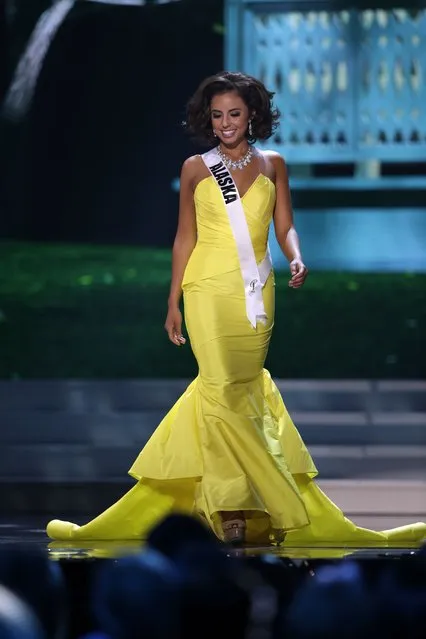 Miss Alaska, Kimberly Agron, competes in the evening gown competition during the preliminary round of the 2015 Miss USA Pageant in Baton Rouge, La., Wednesday, July 8, 2015. (Photo by Gerald Herbert/AP Photo)