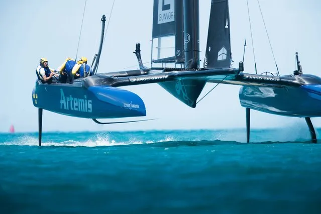 Race 14: Artemis Racing skippered by Nathan Outteridge compete during the 35th America's Cup on May 29, 2017 on Bermuda's Great Sound. (Photo by Mark Lloyd/AFP Photo/Lloyd Images)