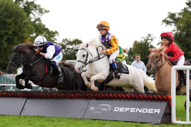 Gatebeck Lilly ridden by Nancy Greatrex (centre) in the Shetland Pony Grand National during the Defender Burghley Horse Trials at Burghley House near Stamford, Lincolnshire, UK on Sunday, September 8, 2024. (Photo by Joe Giddens/PA Images via Getty Images)