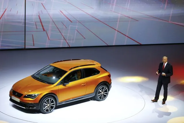 SEAT Leon Cross Sport is presented by SEAT CEO Juergen Stackmann during the Volkswagen group night ahead of the Frankfurt Motor Show (IAA) in Frankfurt, Germany, September 14, 2015. (Photo by Kai Pfaffenbach/Reuters)