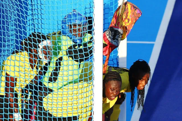 Ghana players prepare for a penalty during Hockey on day five of the Gold Coast 2018 Commonwealth Games at Gold Coast Hockey Centre on April 9, 2018 on the Gold Coast, Australia. (Photo by Michael Dodge/Getty Images)