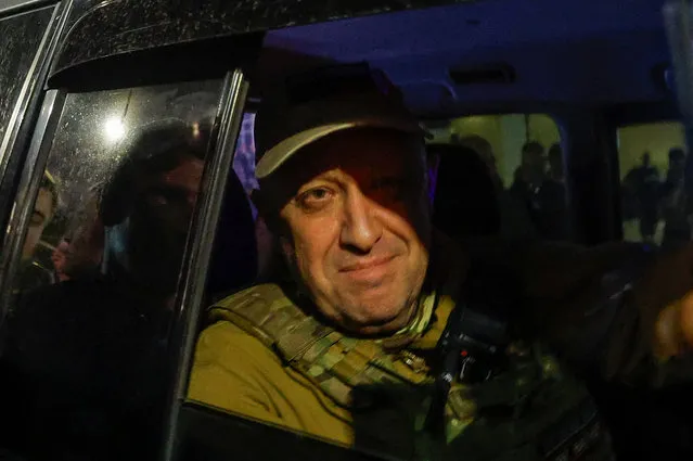 Wagner mercenary chief Yevgeny Prigozhin leaves the headquarters of the Southern Military District amid the group's pullout from the city of Rostov-on-Don, Russia on June 24, 2023. (Photo by Alexander Ermochenko/Reuters)