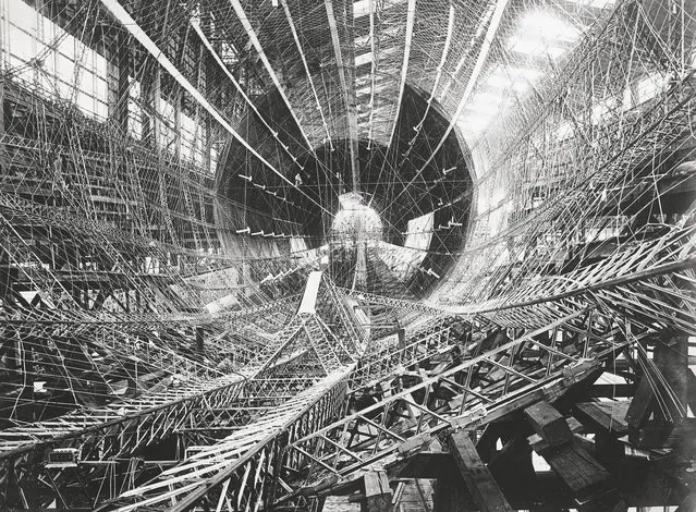 An interior view of the rigid airship USS Shenandoah, under construction at the Naval Air Station in Lakehurst, New Jersey, circa 1922 (Photo by Library of Congress)