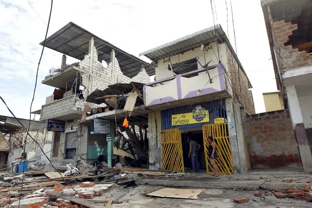 Damage is pictured after an earthquake struck off Ecuador's Pacific coast, at Tarqui neighborhood in Manta April 17, 2016. (Photo by Guillermo Granja/Reuters)