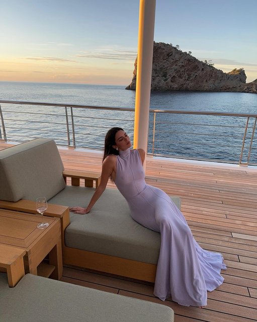 American model Kendall Jenner goes for glam aboard a yacht early June 2024. (Photo by kendalljenner/Instagram)