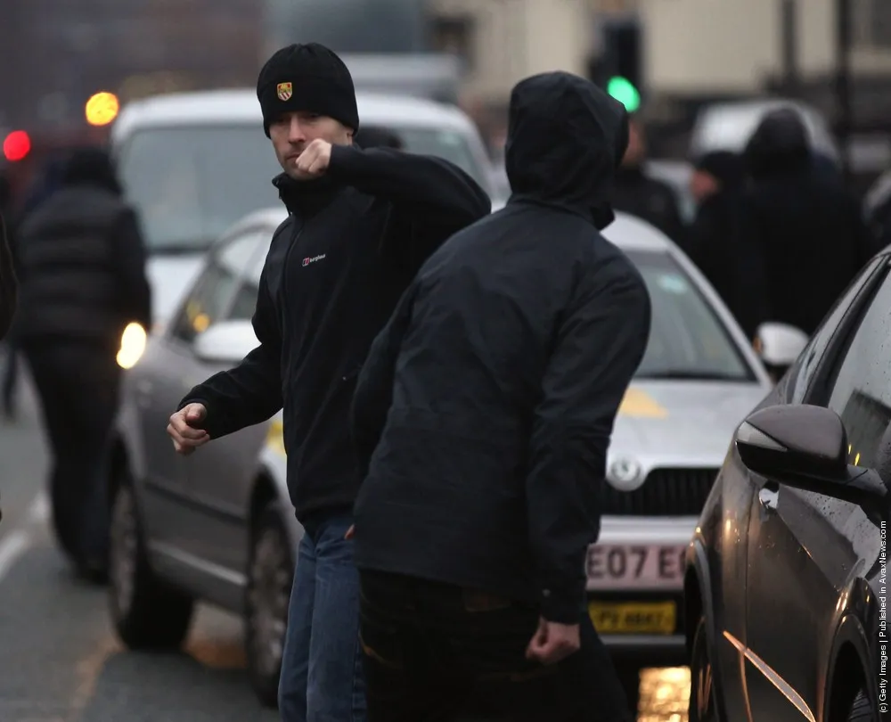 Supporters Of Both Sides From Manchester Prepare For The FA Cup Clash