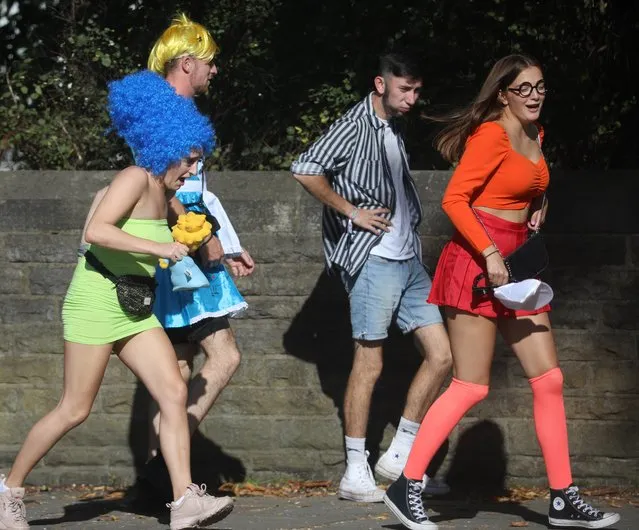 Students, dressed in a whole array of fancy dress outfits, were pictured on a wild night out to kick off Freshers' Week in Leeds, England on September 21, 2019. Freshers' Week is a period before the start of an academic year at a university or tertiary institutions. During this period, students participate in a wide range of social activities. (Photo by N B (PRESS) LTD)